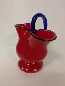 Frank Welz Czech Tango Glass Posy Vase Red and Blue - Picture 1 of 10