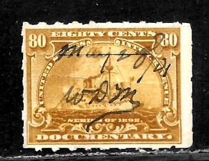 HICK GIRL-OLD USED U.S. DOCUNENTARY SC#R163  BATTLESHIP, ISSUE 1898      X5945 - Picture 1 of 2