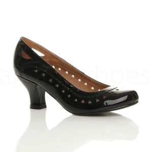 DAMEN HALBHOHER ABSATZ HERZ CUT OUT VINTAGE STIL 50er 60er Jahre COURTS SCHUHE GRÖSSE - Bild 1 von 12