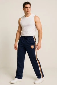 Aeropostale Trainingshose Herren XL blau 87 Logo Kordelzug gerades Bein Reißverschluss Seiten - Bild 1 von 9