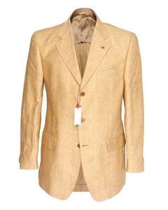 NWT ISAIA NAPOLI SPORT COAT blazer jacket pure linen apricot luxury Italy 54 - Picture 1 of 6
