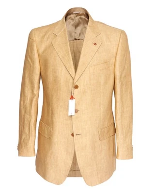 NWT ISAIA NAPOLI SPORT COAT blazer jacket pure linen apricot luxury Italy 52 - Image 1 of 4
