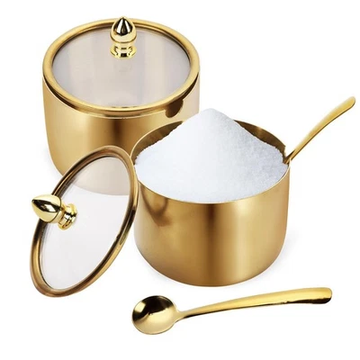 Caja de condimentos de acero inoxidable de 2 piezas, botella de condimento para olla de especias sal pimienta su... Foto 1 de 4