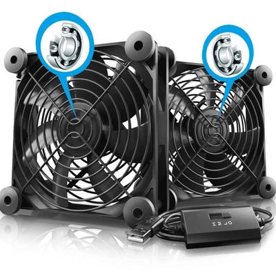 USB PC Ventilator Doppel lüfter 124mm Leise Gehäuselüfter Einstellbare Fan 5V - Bild 1 von 4