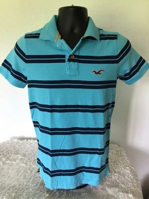 NWT Y2K HOLLISTER Mens/Dudes SS Striped Polo Shirt w/ Logo (Navy & Light Blue) - Image 1 of 4