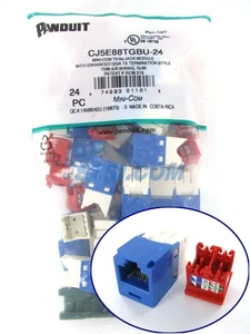 (24-PACK) Panduit CJ5E88TGBU-24 Cat5e Mini-Com Jack Module, Blue ~STSI - Picture 1 of 4