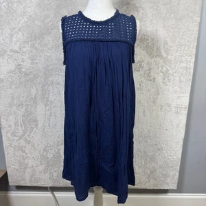 Vestido para mujer Tommy Bahama azul sin mangas L flecos ribete ojales detalle algodón - Imagen 1 de 13
