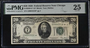 1928 $20 Dollar Federal Reserve STAR Note Chicago FR#2050-G* PMG 25 - Picture 1 of 2