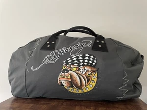 Borsa da palestra Ed Hardy grafica Bulldog l'amore uccide lentamente tela manico borsone - Foto 1 di 18