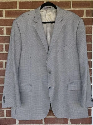 Peter Millar Bespoke Houndstooth Blazer Men 52L Black Wt Sport Coat Preppy Read - Image 1 of 4