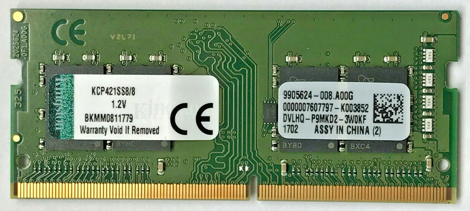 Kingston KCP421SS8/8 PC4-17000 DDR4 2133MHz 260Pin 8GB SODIMM DDR4 SDRAM - Image 1 of 1