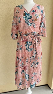 Anthropologie Maeve Adelaide Wrap Dress Size M multicolor short sleeves floral - Picture 1 of 9