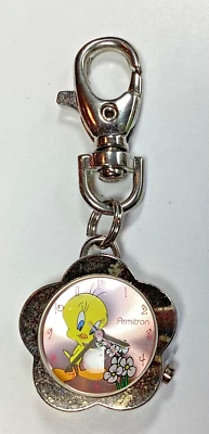 华纳兄弟 Tweety Bird 复古手表登山夹银色花朵全新电池 — 第 1/3 张图片