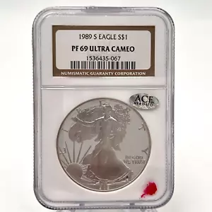 NGC 1989-S PF 69 Ultra Cameo Silver Eagle. Lot.44 - Picture 1 of 6