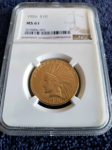 1926 Indian $10 gold Eagle, NGC MS61 - Picture 1 of 3