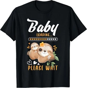Baby Loading, Expecting Mom To Be, Pregnancy Reveal, Sloths T-Shirt Hoodie - Picture 1 of 7