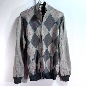 Cárdigan Suéter Para Hombre Cremallera Patrón Argyle Abuelo Mezcla Lana Talla Grande Hueco - Imagen 1 de 8