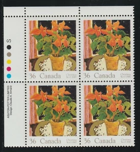1987 Canada SC# 1148 UL Christmas Poinsettia - Plate Block M-NH Lot# 1913 - Picture 1 of 1