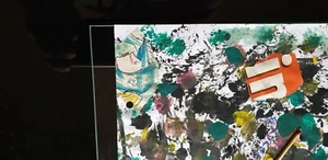 abstrakte Malerei,Kunst Acryl;Original Gemälde klein,26x 21 cm ,signiert - Bild 1 von 4