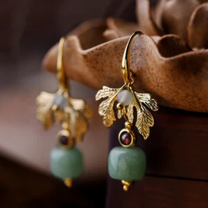 Vintage Imitated Bowlder Earrings Vintage Leaf Earrings Jewelry Accessories - Picture 1 of 8