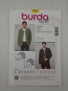 Burda Sewing Pattern 7291 Men's Jacket Pattern Size US 40-50 EUR 50-60 NEW - Picture 1 of 2