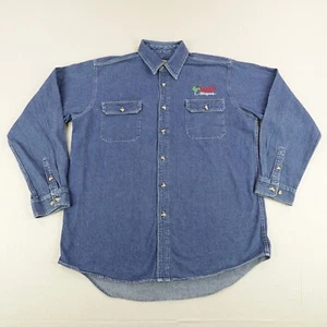 Vintage Cabelas Shirt Mens XL Blue Denim Jean Gator Ropes Embroidered Button Up - Picture 1 of 11