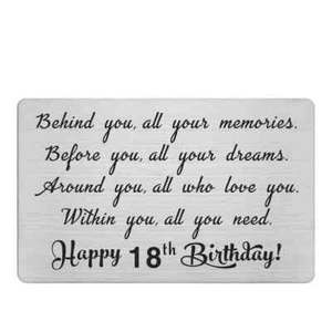 18th Birthday Stainless Steal Wallet Card, Funny Engraved Greeting Card Gift - Picture 1 of 5