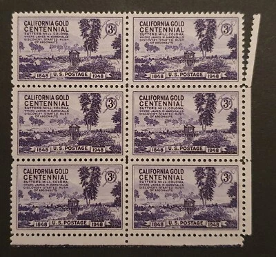 USA UNITED STATES AMERICA STAMPS 1948 California Centenary Gold block of 6 MNH - Image 1 of 2