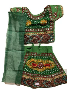 6 mths-1 yr LEHENGA CHOLI LEHNGA GIRLS green RAJASTHANI INDIA-NEW-3 PC-USA SHIP - Picture 1 of 7