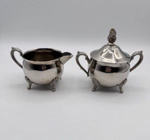 Vintage Silver-Plated Creamer & Sugar Bowl Set - Ornate Floral Design, Elegant - Picture 1 of 10