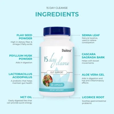DAITEA Supporto Intestino E Colon Disintossicazione E Pulizia Gli Intestini 15 Giorni Pulizia