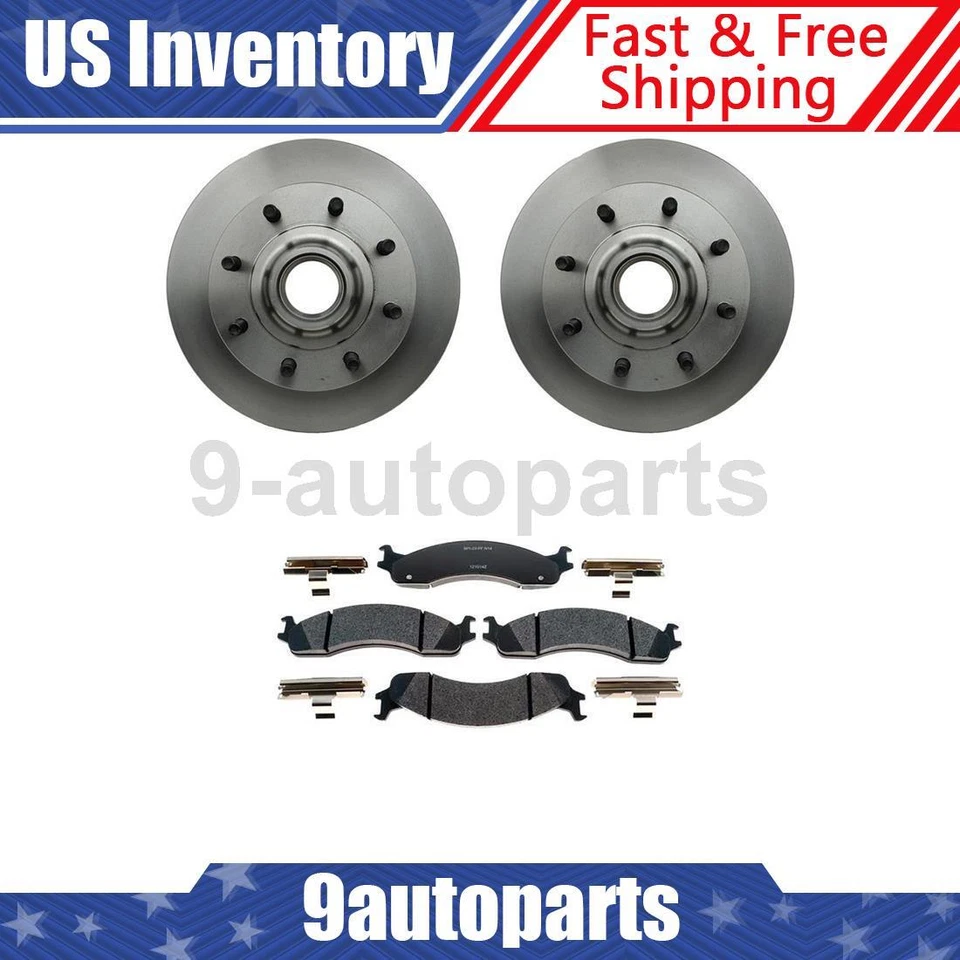 Rotor de freno delantero y buje pastillas de freno de cerámica para Ford E-250 2003-2007 Foto 1 de 4