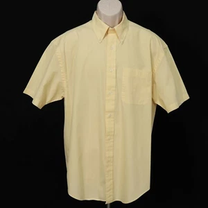 Nautica Mens Button Front Shirt L Large Pastel Yellow 100% Cotton Short Sleeve - Picture 1 of 10
