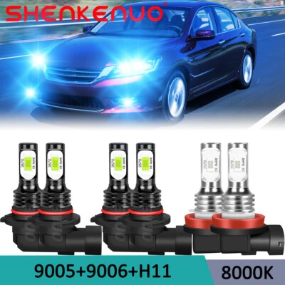 For Honda Accord 2006 2007 2008-2012 LED Headlights+Fog Lights Blue Bulbs US - Image 1 of 4