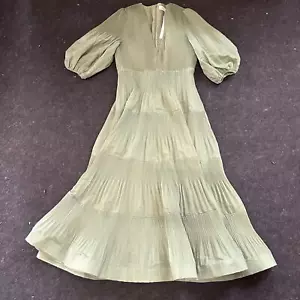 Zimmermann Women's Pleated Long Sleeve Midi Dress, Fern Green, size US 8 (UK 12) - Picture 1 of 6
