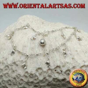 925 Silber Fußkettchen‰ mit Delfinen Anhänger und einer Glocke - Bild 1 von 2