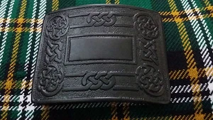 Men’s Swirl Celtic Kilt Belt Buckle Black Chrome/Highland Kilt Buckles Celtic - Picture 1 of 4