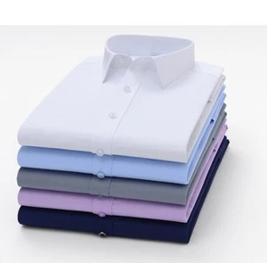 Men's Dress Shirts Short Sleeves Formal Business Bamboo Casual Shirts 17 Colors - Picture 1 of 41