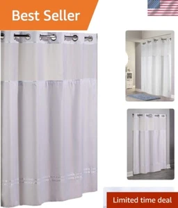 Escape Duschvorhang mit Snap-In Liner, weiß mit weißen Streifen, 71" x 77" - Bild 1 von 8