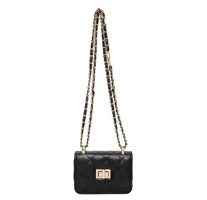 Mini bolso bandolera acolchado de cuero sintético negro - Imagen 1 de 2