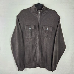 Blue Pronto Uomo Full Zip Cardigan Sweater Men's XXL Tight Knit Pockets Brown  - Picture 1 of 8
