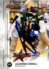 Almondo Sewell Signed 2018 Upper Deck CFLPA All Star card Edmonton Eskimos