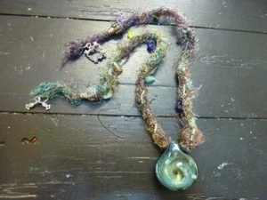 One of a kind Artisan Glass Pendant on Beautiful Rope Chain - Picture 1 of 1