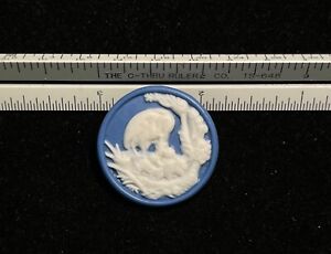 Jasperware Animal Button White on Blue Egret Nest SR '92