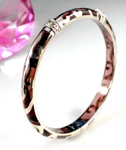 ANGELIQUE DE PARIS ‘VERANDA’ STERLING SILVER WHITE TOPAZ PURPLE RESIN BRACELET - Picture 1 of 11