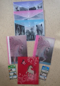 * 8-tlg. Schulset * Pferde * Schnellhefter * Etiketten * Mappen * NEU * - Bild 1 von 14