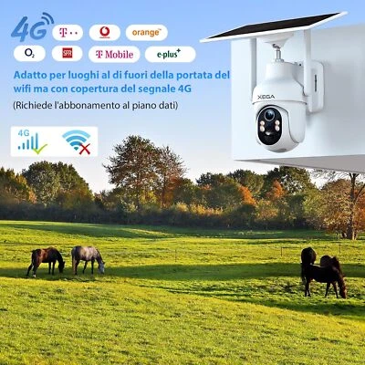 Xega 4G LTE Cellular Security Camera with SIM Card, Solar Powered Wireless FX