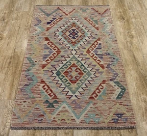 Alfombra de lana Kilim Runner afgana/turca hecha a mano multicolor genuina, tamaño 127x80 CM - Imagen 1 de 4