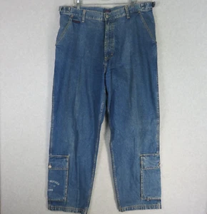 Tommy Hilfiger Jeans Mens 38 Blue Cargo Wide Leg Baggy Vintage Streetwear Casual - Afbeelding 1 van 12