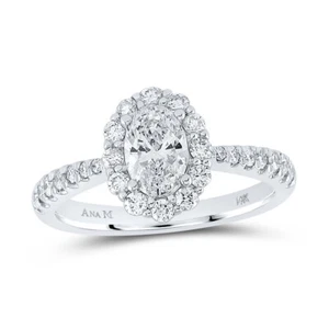 14kt White Gold Oval Diamond Halo Bridal Wedding Engagement Ring 1-1/4 Cttw - Picture 1 of 1